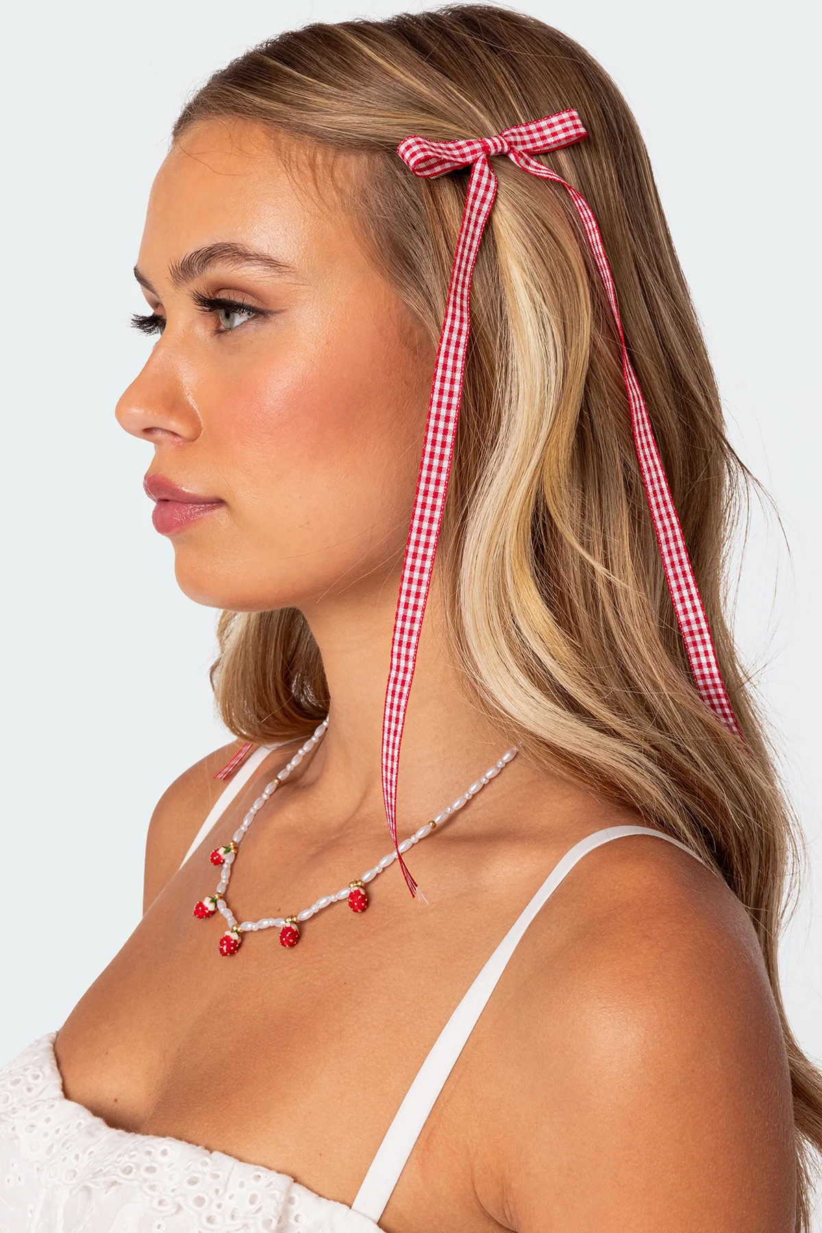 Gingham Bow Hair Clip Set - Image 2