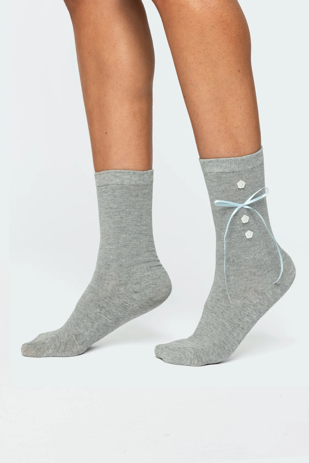 Ribbon & Flower Button Socks