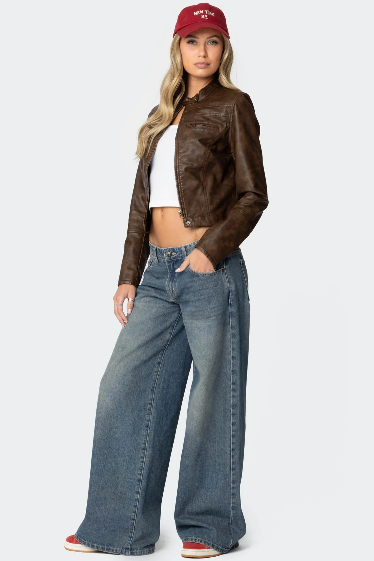Teddi Washed Faux Leather Jacket - Image 4