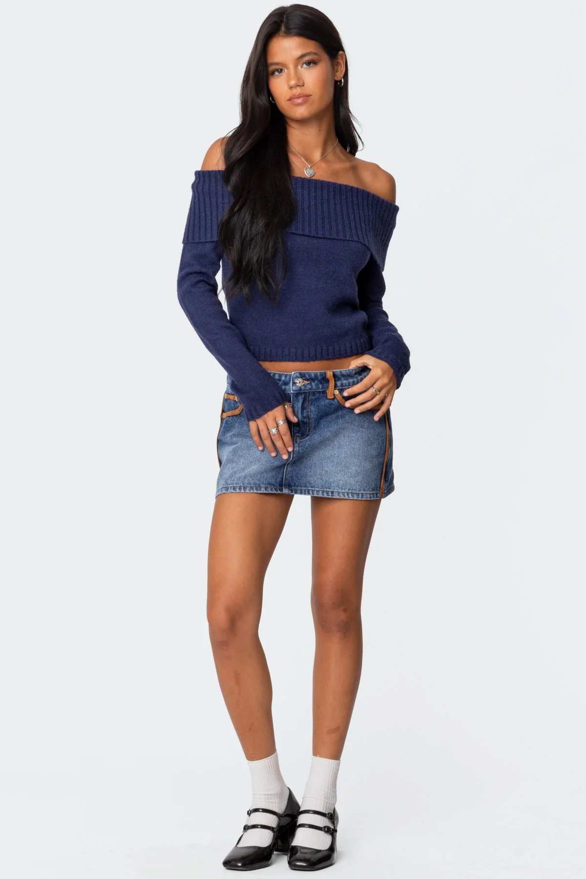 Tamara Fold Over Knit Top - Image 2