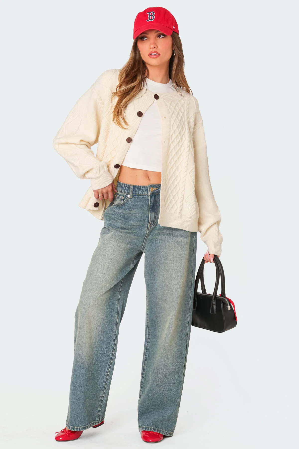 Rory Oversized Cable Knit Cardigan - Image 2