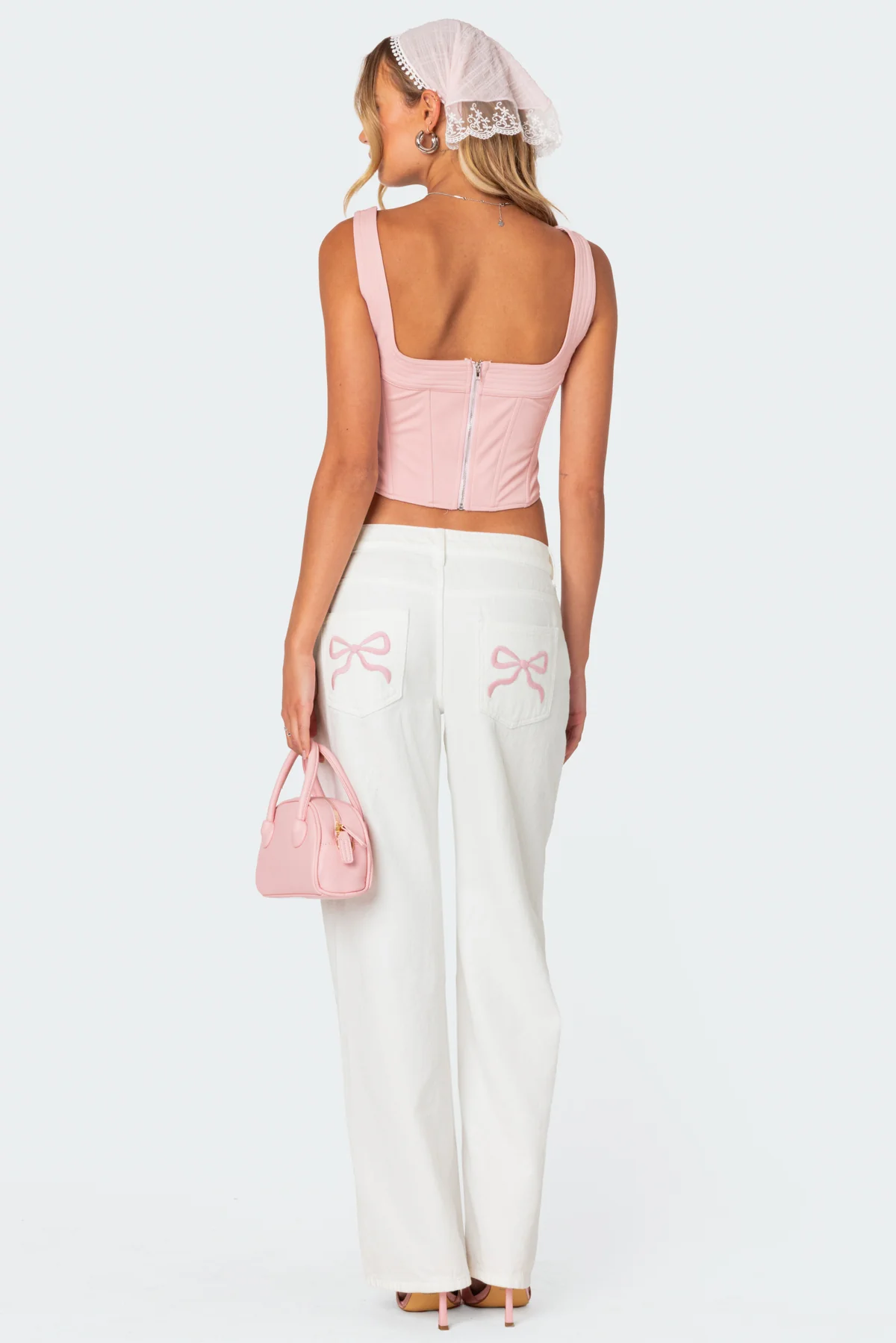 Bow Pocket Low Rise Baggy Jeans