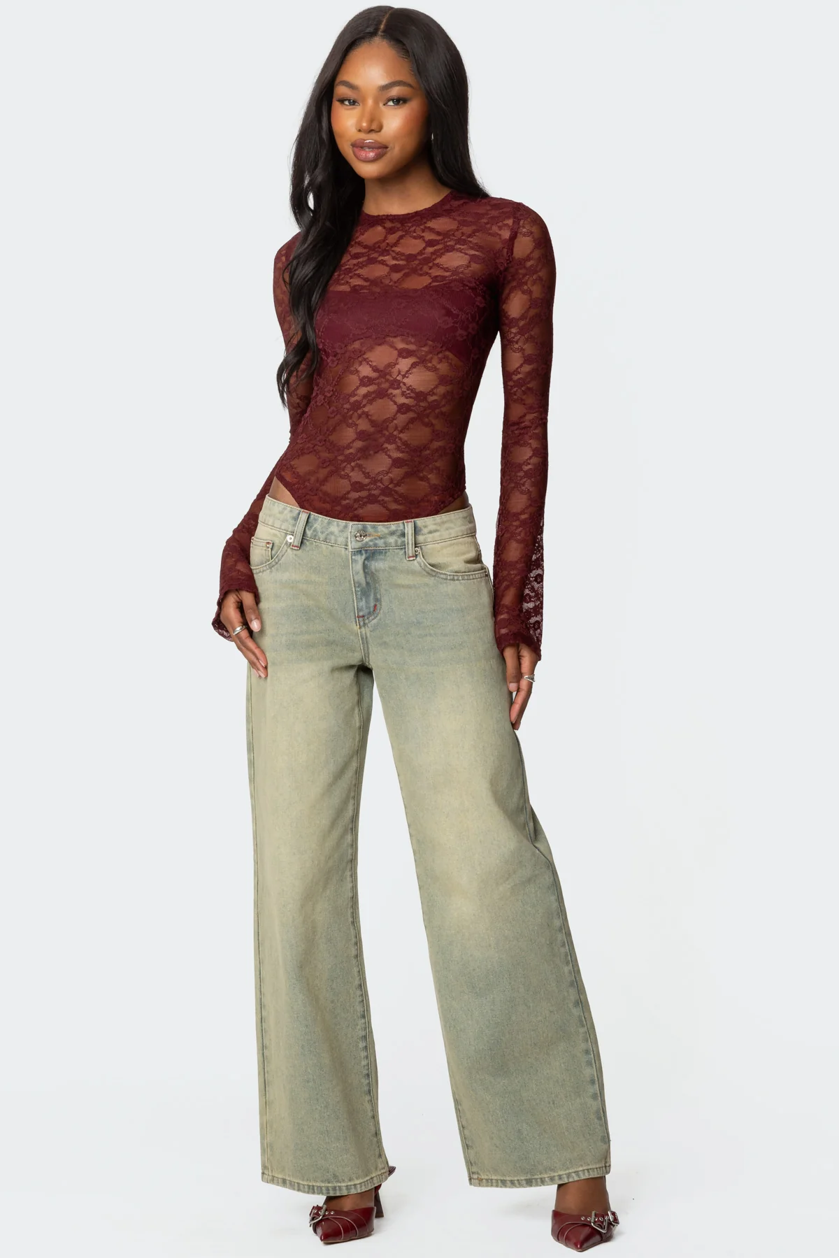 Colette Sheer Lace Bodysuit - Image 2