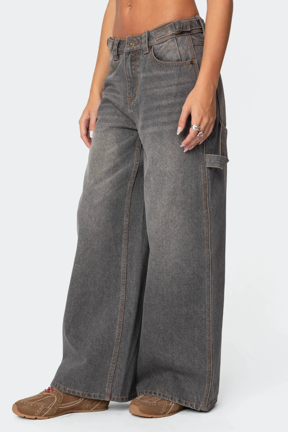 Baggy Washed Low Rise Carpenter Jeans - Image 3