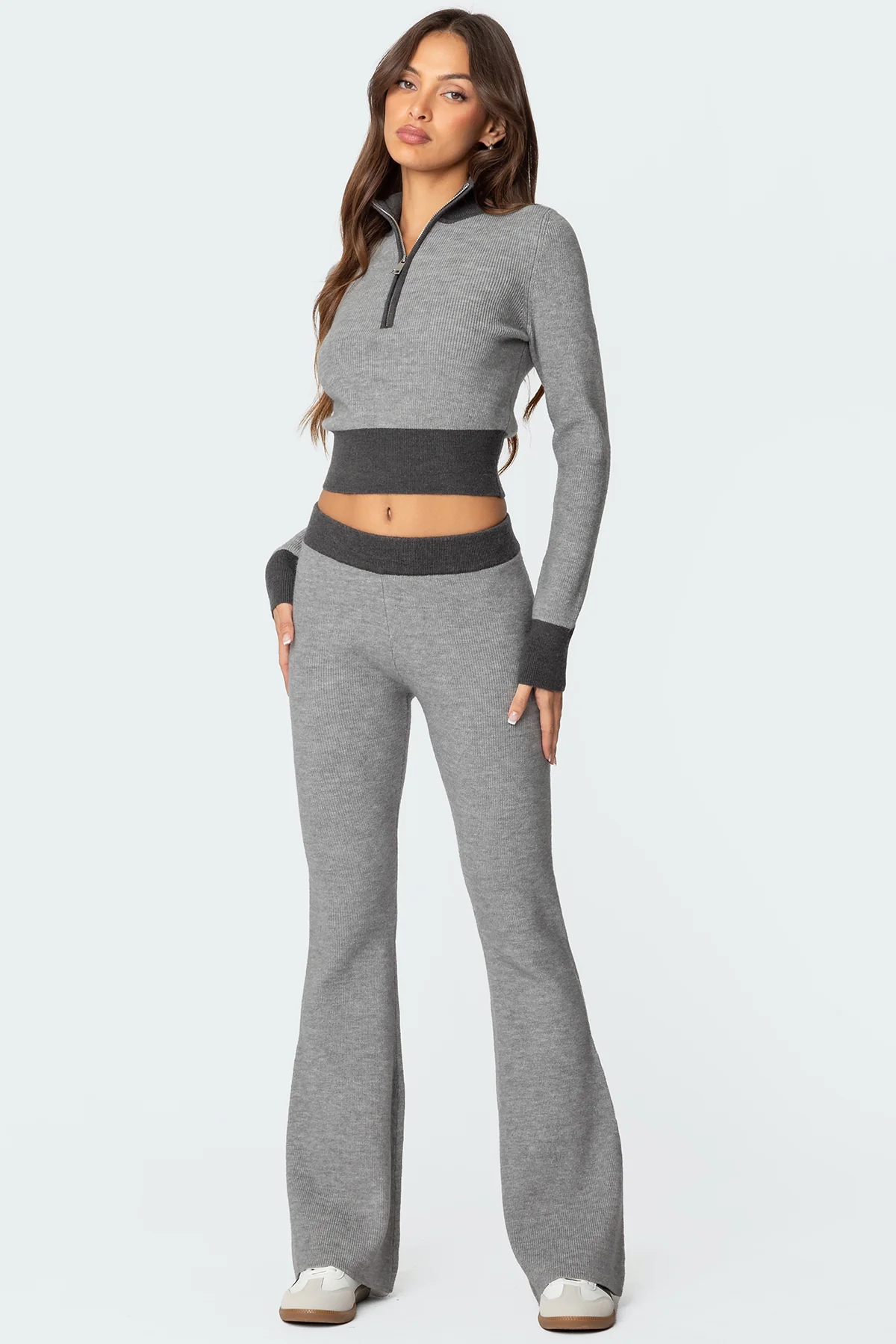 Lei Contrast Half Zip Knit Top - Image 4