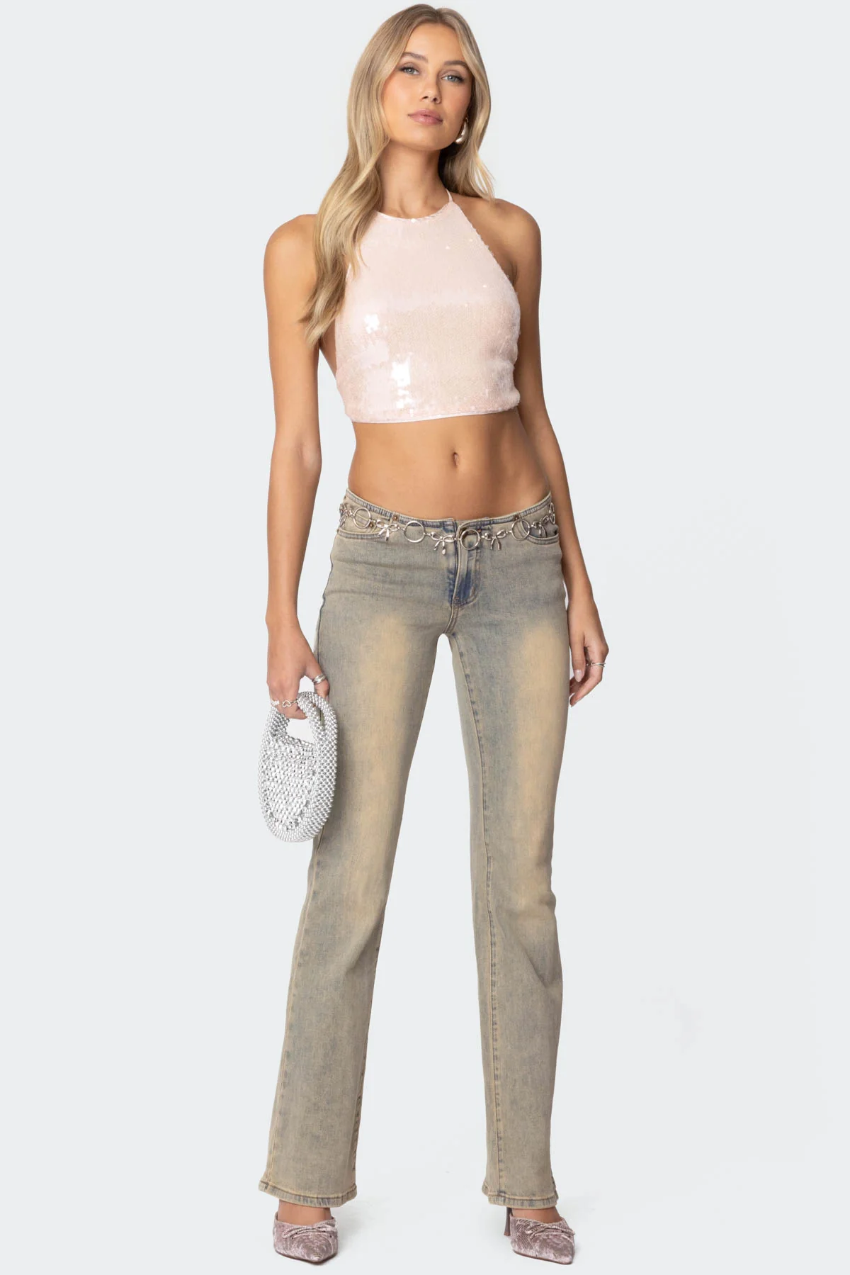 Sequin Open Back Halter Top - Image 3