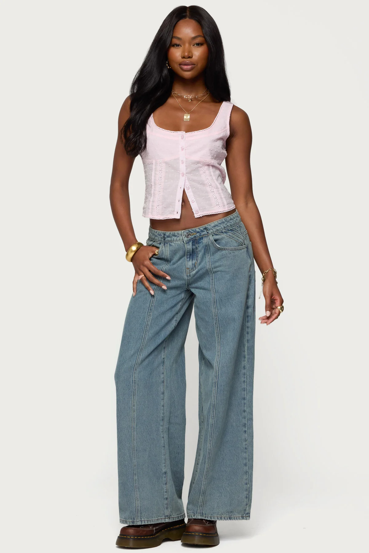 Embroidered Cotton Button Up Top - Image 5