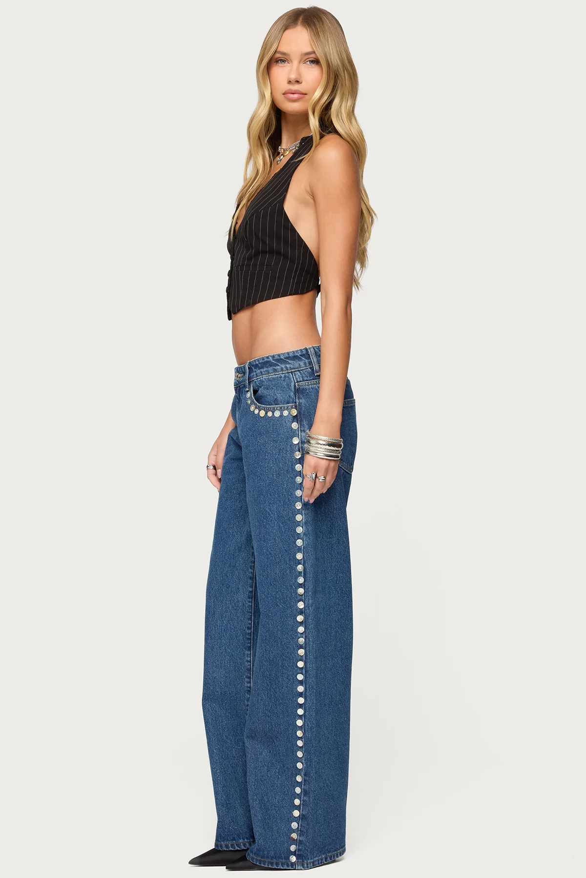 Devon Lacey Pinstripe Halter Top - Image 5